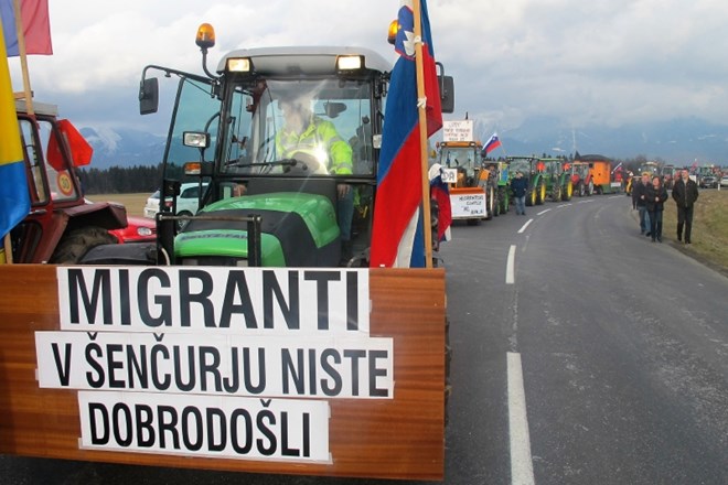 Protest proti migrantskemu centru v Šenčurju.