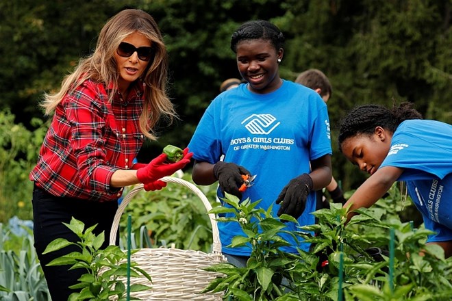 Melania čudovita tudi med vrtnarjenjem v Beli hiši