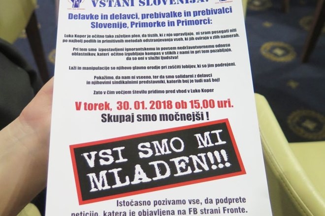 V torek protest pred Luko Koper