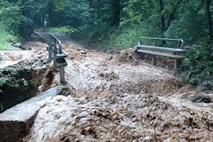 #foto V petkovem neurju meteorna voda zalivala kleti, veter odkrival strehe in podiral drevesa